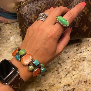 Sterling Silver Apple Turquoise Barse Ring